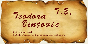 Teodora Binjović vizit kartica